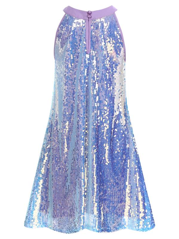 Kids Girls Sleeveless Glittery Sequins Dress for Birthday Party thumb