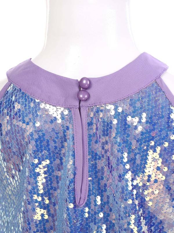 Kids Girls Sleeveless Glittery Sequins Dress for Birthday Party thumb