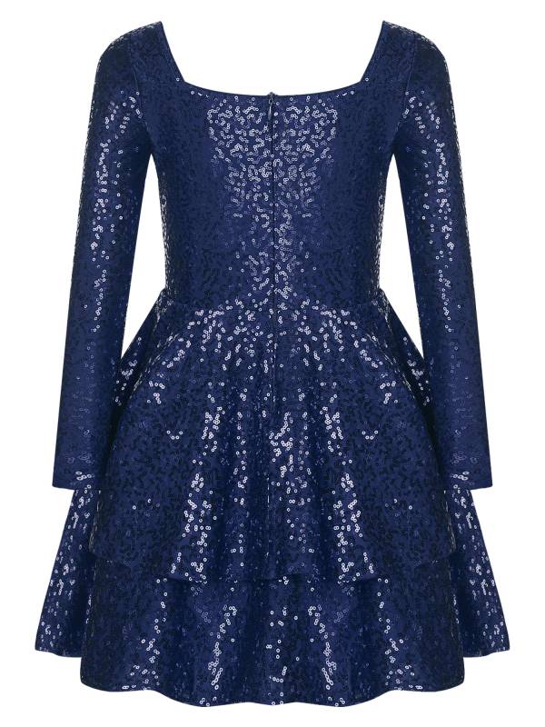 Kids Girls Long Sleeve Sequins A-line Party Dress thumb