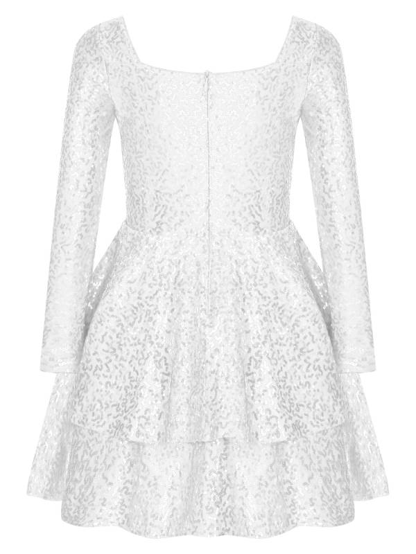 Kids Girls Long Sleeve Sequins A-line Party Dress thumb