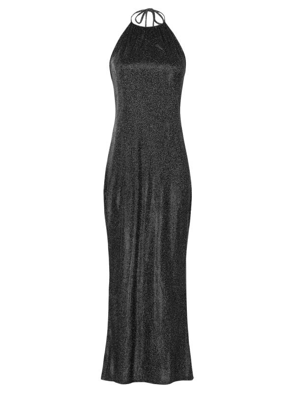 Women Sleeveless Halter Neck Glittery Bodycon Dress for Evening Party thumb