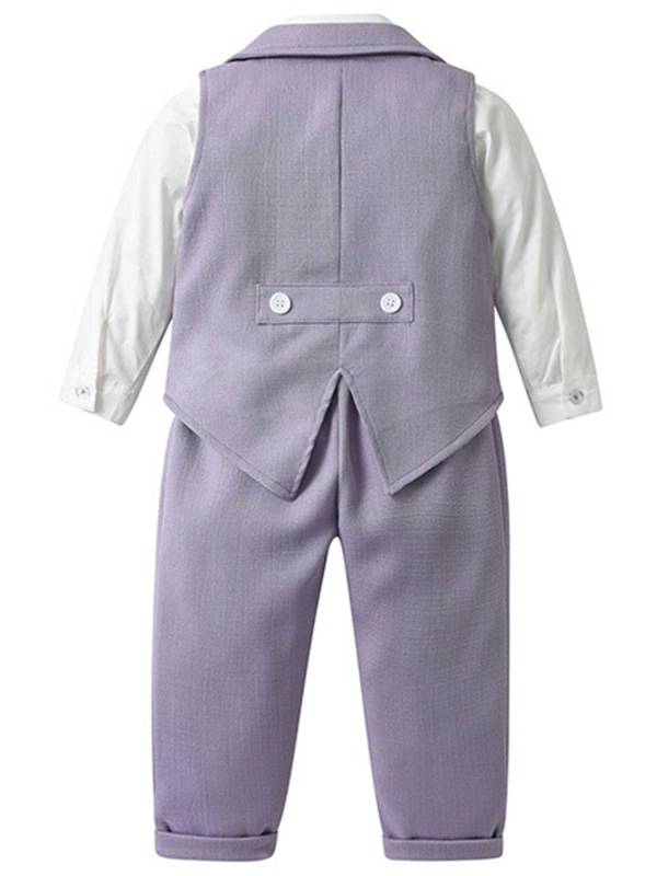 Baby/Toddler Boys 3pcs Long Sleeve Lapel Shirt and Vest Pants Formal Suit thumb