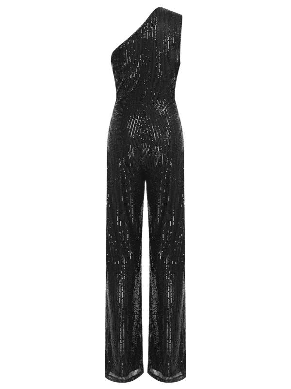 Women One Shoulder Sleeveless Sequins Jumpsuit for Cocktail Party thumb