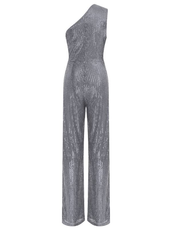 Women One Shoulder Sleeveless Sequins Jumpsuit for Cocktail Party thumb