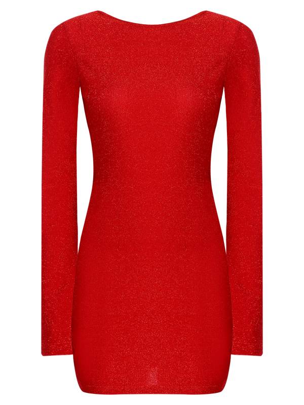 Women Long Sleeve Glittery Backless Self-tied Bodycon Mini Dress for Cocktail thumb