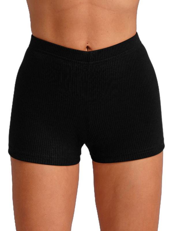 Women High Waist Ribbed Knitted Sports Shorts thumb