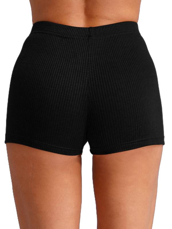 Women High Waist Ribbed Knitted Sports Shorts thumb