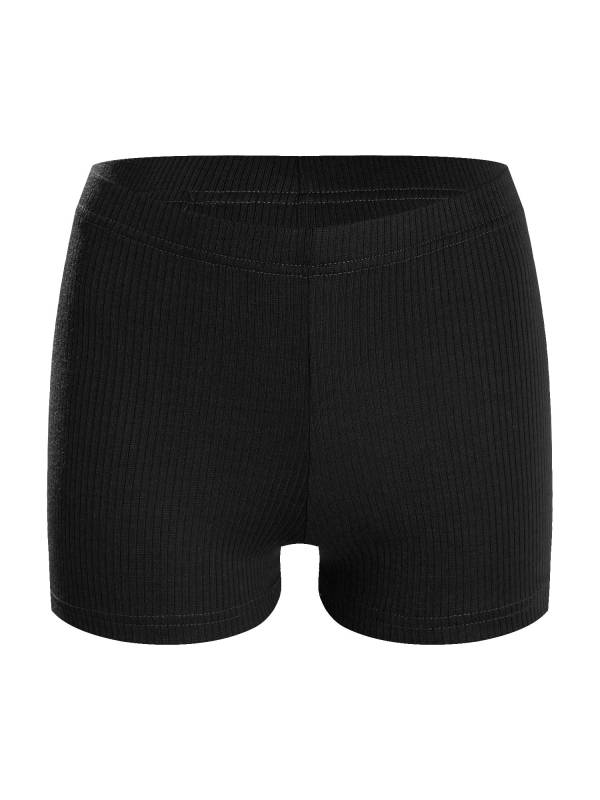 Women High Waist Ribbed Knitted Sports Shorts thumb