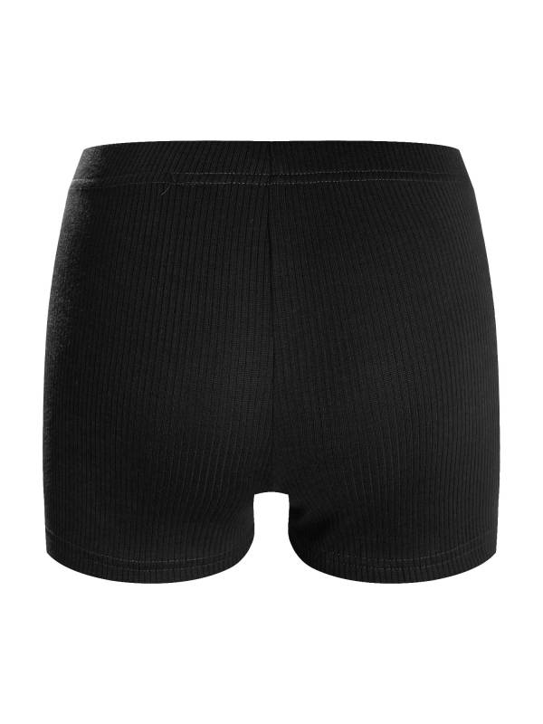Women High Waist Ribbed Knitted Sports Shorts thumb