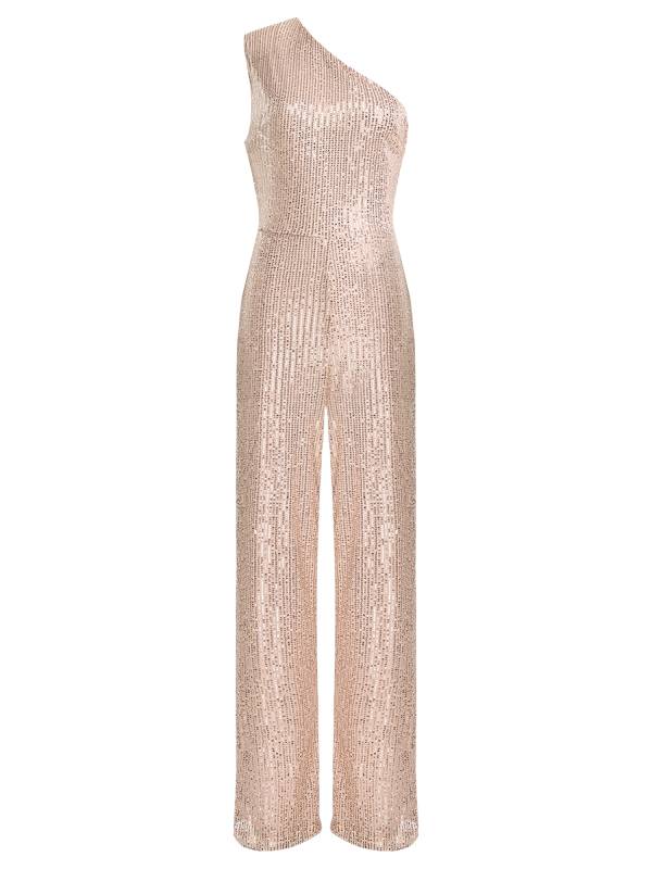 Women One Shoulder Sleeveless Sequins Jumpsuit for Cocktail Party thumb