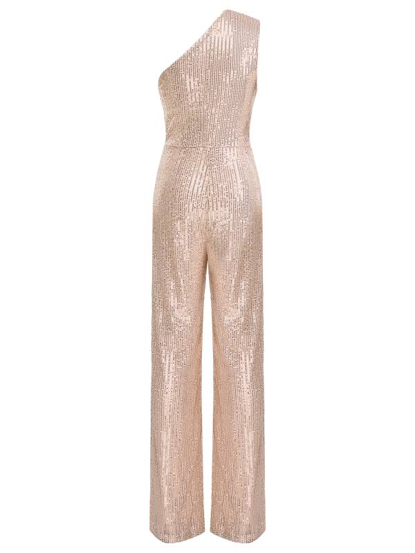 Women One Shoulder Sleeveless Sequins Jumpsuit for Cocktail Party thumb