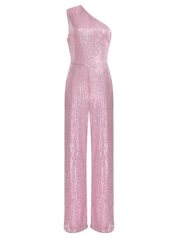 Women One Shoulder Sleeveless Sequins Jumpsuit for Cocktail Party thumb