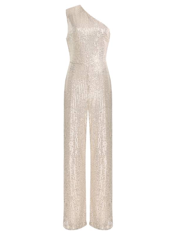 Women One Shoulder Sleeveless Sequins Jumpsuit for Cocktail Party thumb