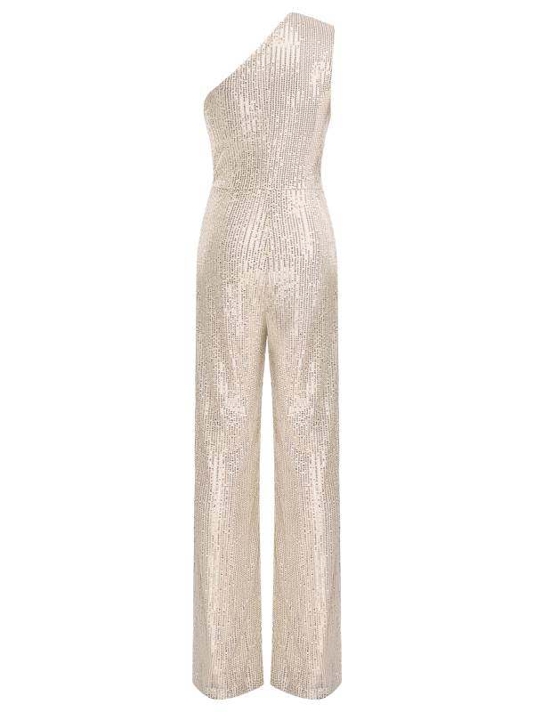 Women One Shoulder Sleeveless Sequins Jumpsuit for Cocktail Party thumb