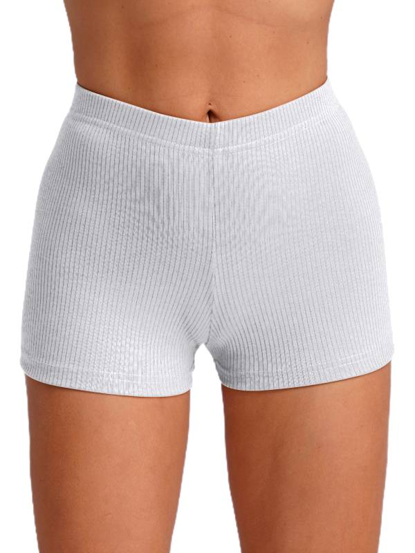 Women High Waist Ribbed Knitted Sports Shorts thumb