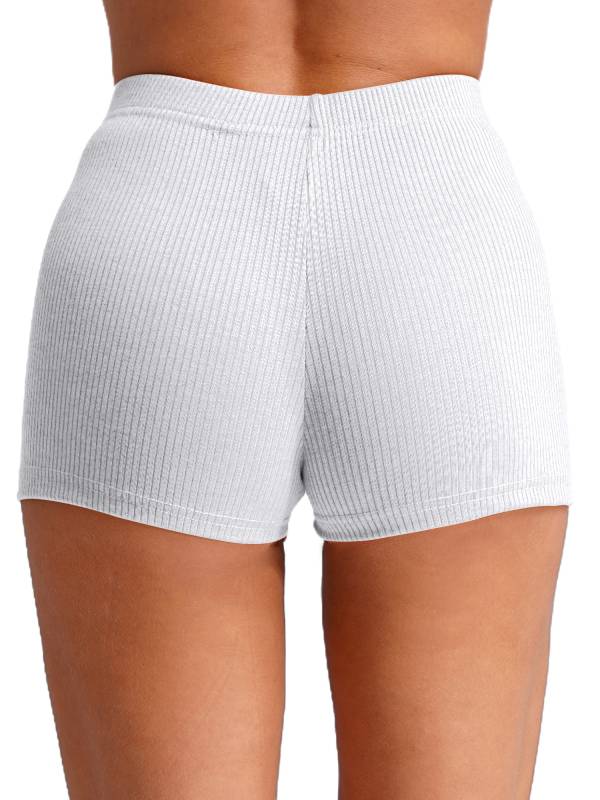 Women High Waist Ribbed Knitted Sports Shorts thumb