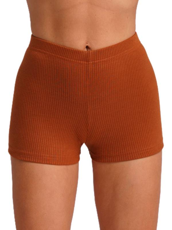Women High Waist Ribbed Knitted Sports Shorts thumb