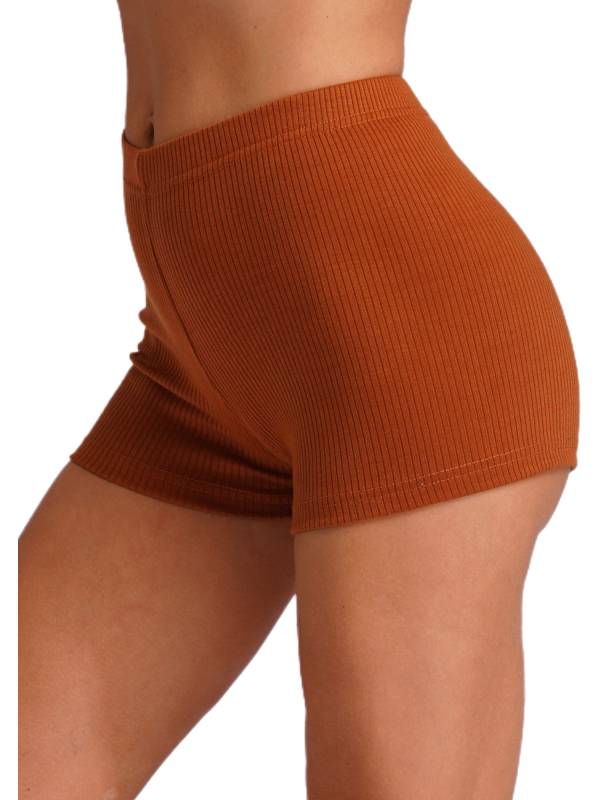 Women High Waist Ribbed Knitted Sports Shorts thumb
