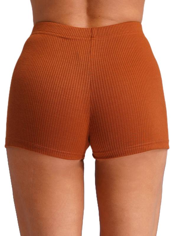 Women High Waist Ribbed Knitted Sports Shorts thumb