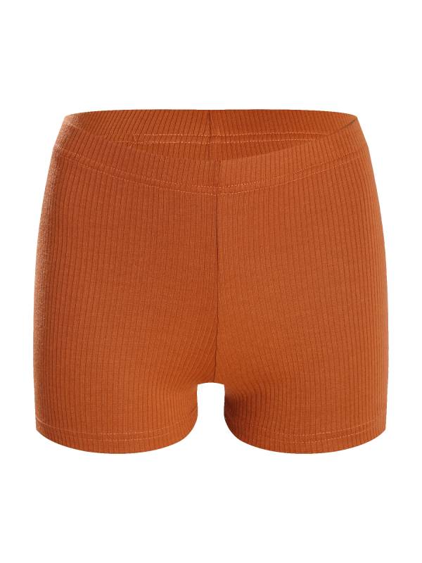 Women High Waist Ribbed Knitted Sports Shorts thumb