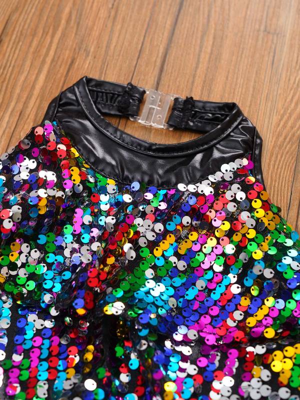 Kids Girls Backless Sequins Ballet Dance Unitard Jazz Costumes thumb