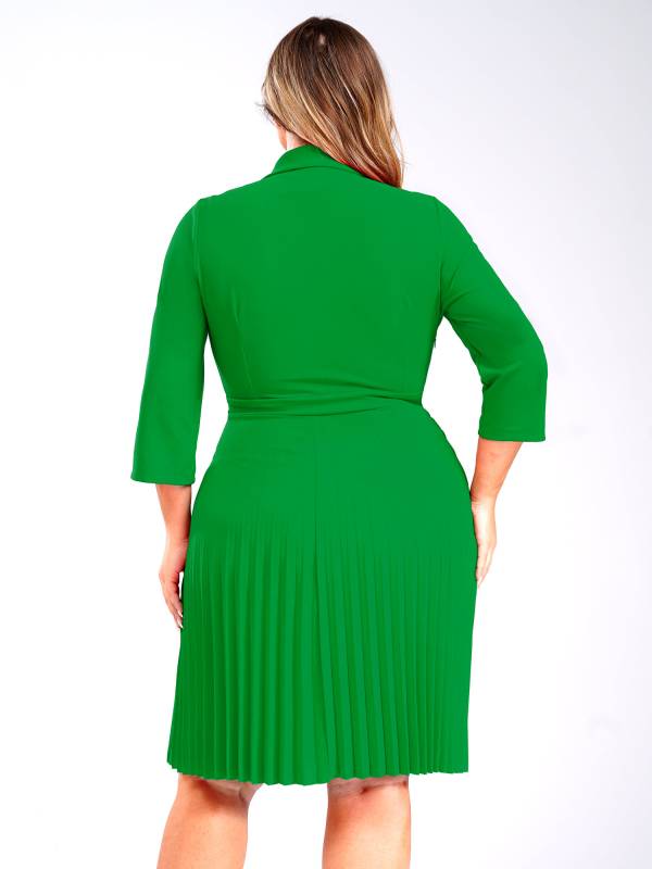 Women Lapel Collar 3/4 Sleeves Knee Length Dress for Wedding Guest thumb