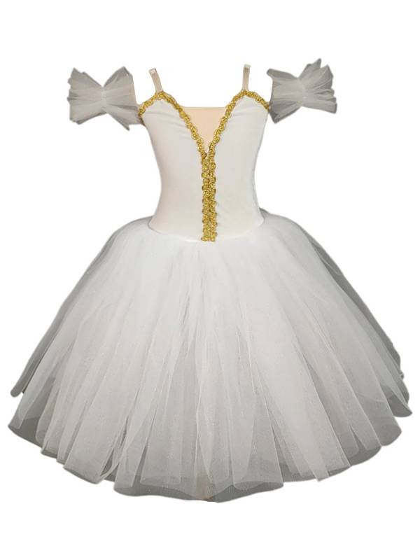 Kids Girls Off the Shoulder Velvet Tutu Dress with Tulle Wristbands thumb