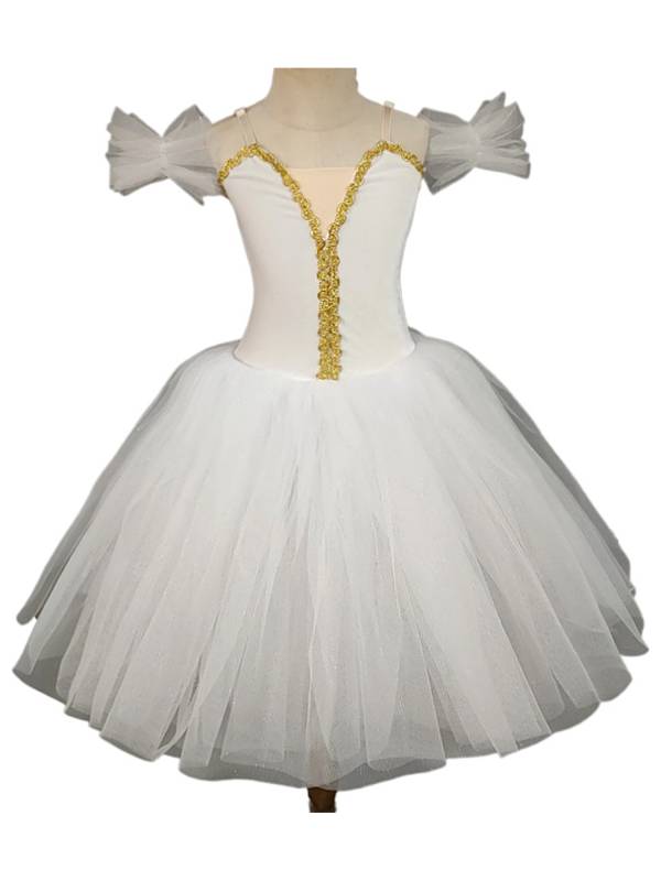 Kids Girls Off the Shoulder Velvet Tutu Dress with Tulle Wristbands thumb