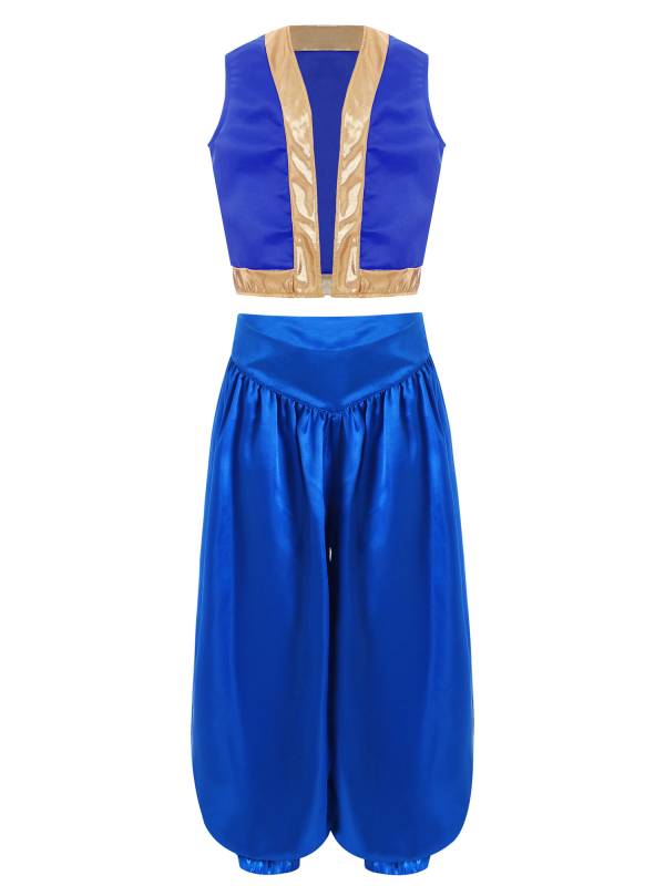 Kids Arabian Costume Set 2pcs Loose Vest with Satin Bloomers for Halloween thumb