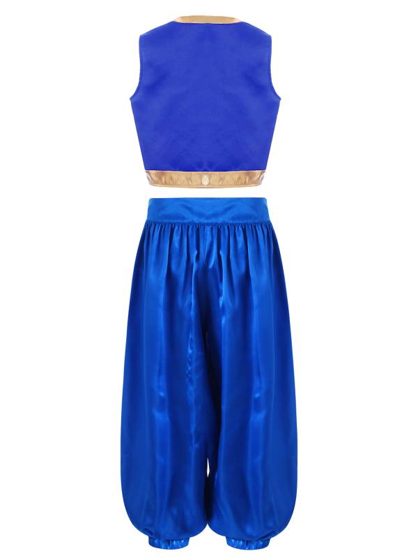 Kids Arabian Costume Set 2pcs Loose Vest with Satin Bloomers for Halloween thumb
