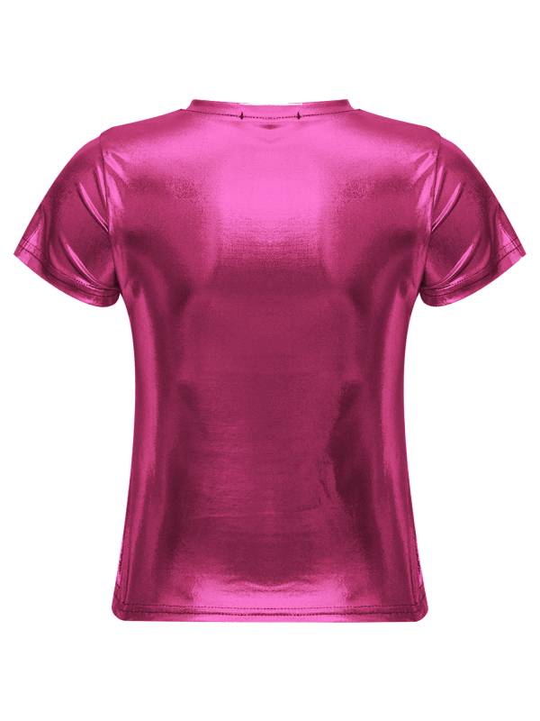Women Metallic Short Sleeve T-shirt for Dance Party thumb