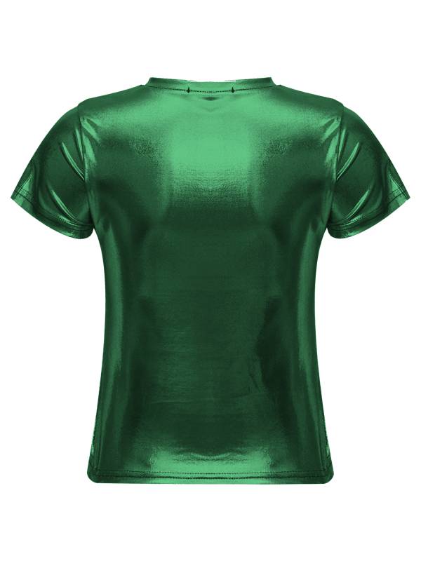 Women Metallic Short Sleeve T-shirt for Dance Party thumb