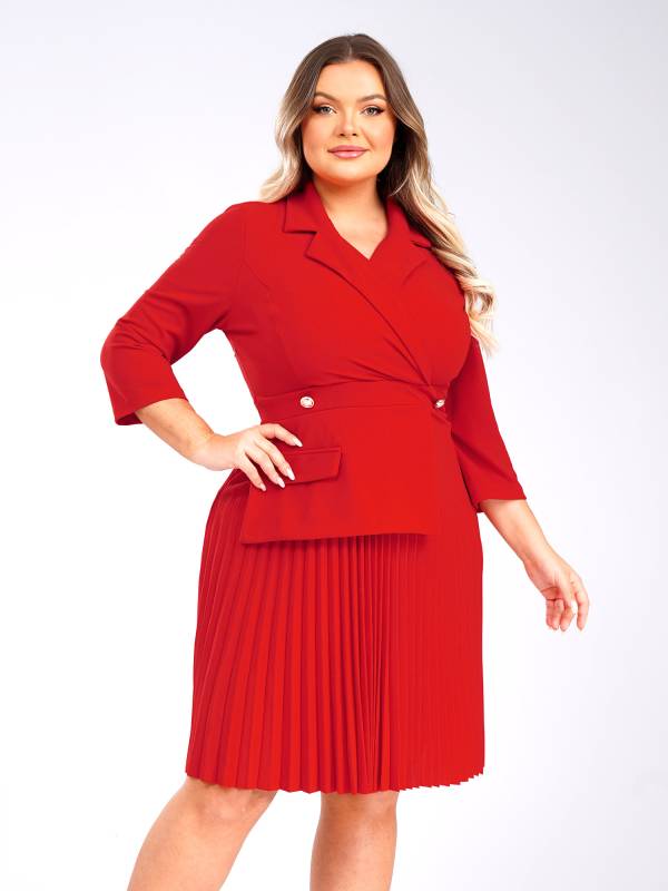 Women Lapel Collar 3/4 Sleeves Knee Length Dress for Wedding Guest thumb