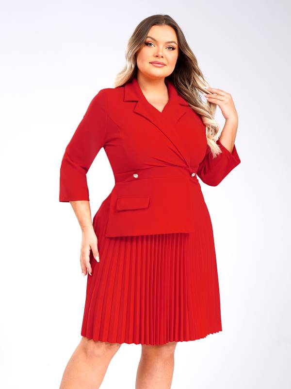 Women Lapel Collar 3/4 Sleeves Knee Length Dress for Wedding Guest thumb