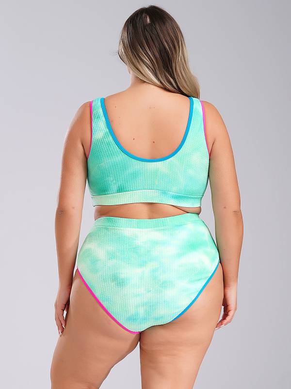 Women Two Pieces Plus Size Tie-Dye Tankini Set thumb