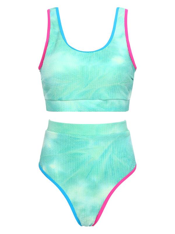Women Two Pieces Plus Size Tie-Dye Tankini Set thumb