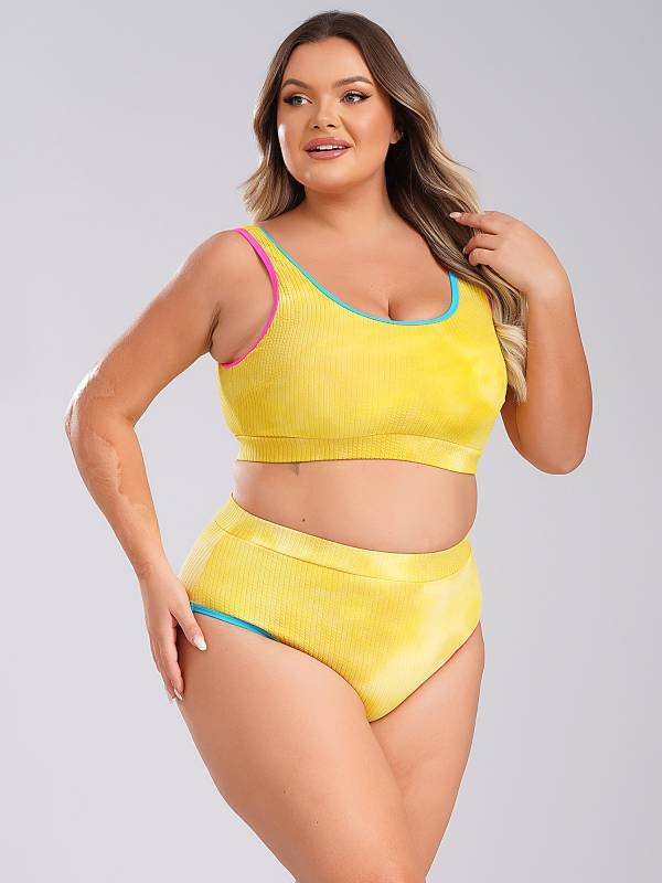 Women Two Pieces Plus Size Tie-Dye Tankini Set thumb