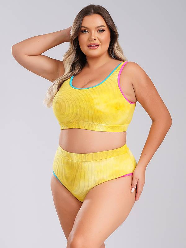 Women Two Pieces Plus Size Tie-Dye Tankini Set thumb