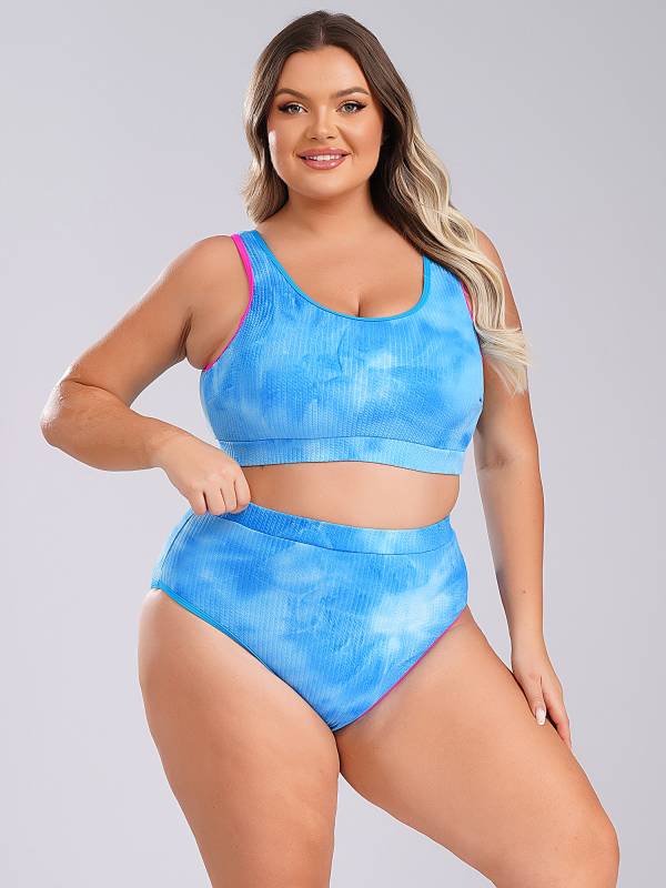 Women Two Pieces Plus Size Tie-Dye Tankini Set thumb