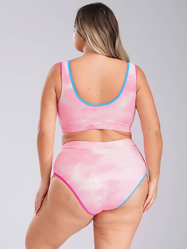 Women Two Pieces Plus Size Tie-Dye Tankini Set thumb