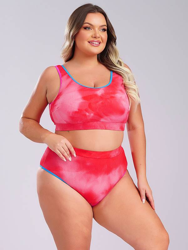 Women Two Pieces Plus Size Tie-Dye Tankini Set thumb