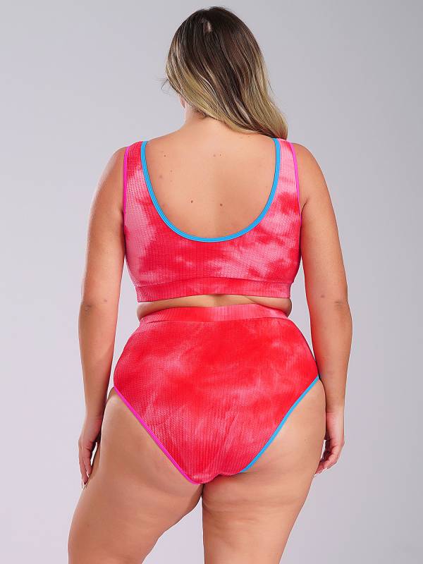 Women Two Pieces Plus Size Tie-Dye Tankini Set thumb