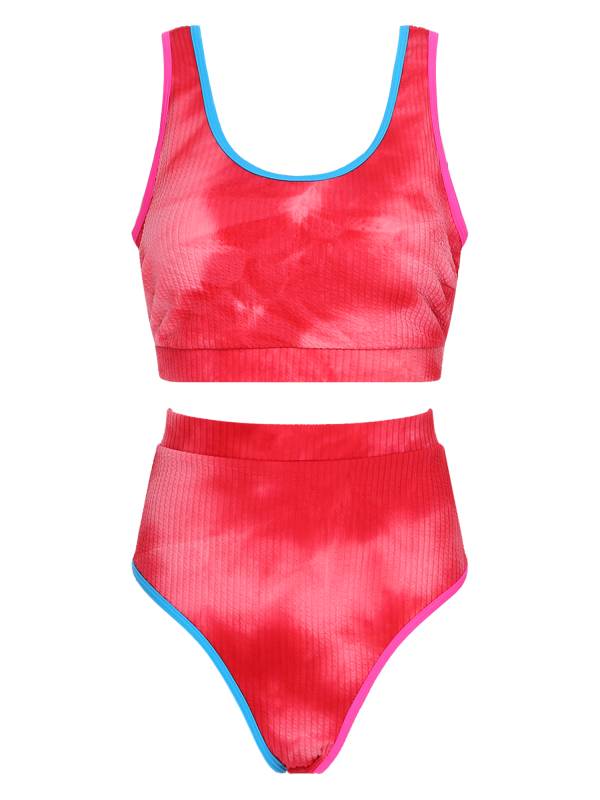 Women Two Pieces Plus Size Tie-Dye Tankini Set thumb