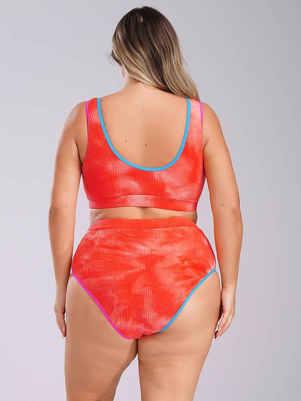 Women Two Pieces Plus Size Tie-Dye Tankini Set thumb
