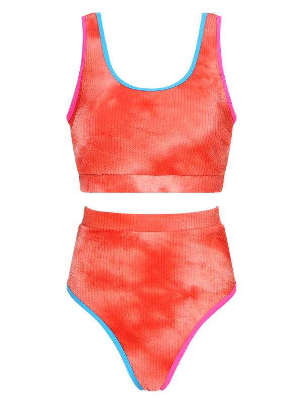 Women Two Pieces Plus Size Tie-Dye Tankini Set thumb