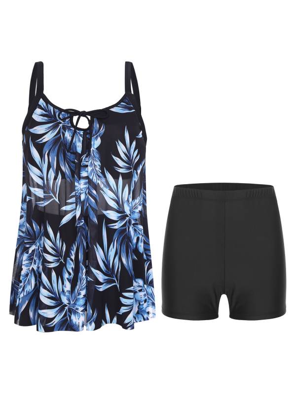 Women Two Pieces Plus Size Swimsuit Swim Tops with Shorts Set thumb