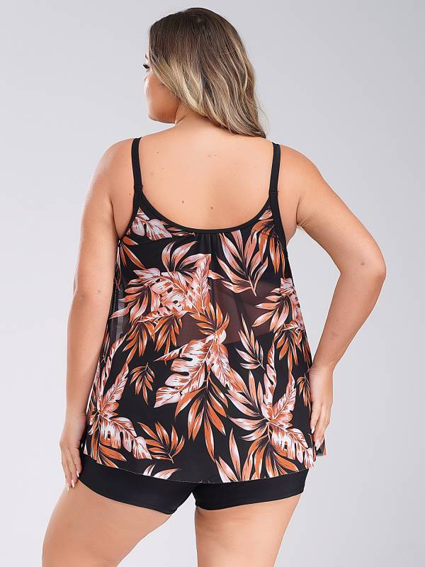 Women Two Pieces Plus Size Swimsuit Swim Tops with Shorts Set thumb