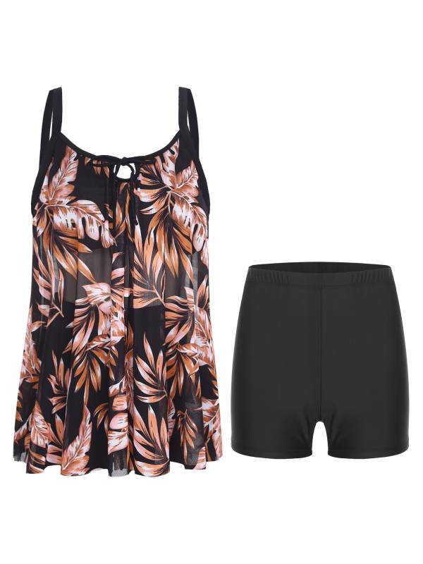 Women Two Pieces Plus Size Swimsuit Swim Tops with Shorts Set thumb