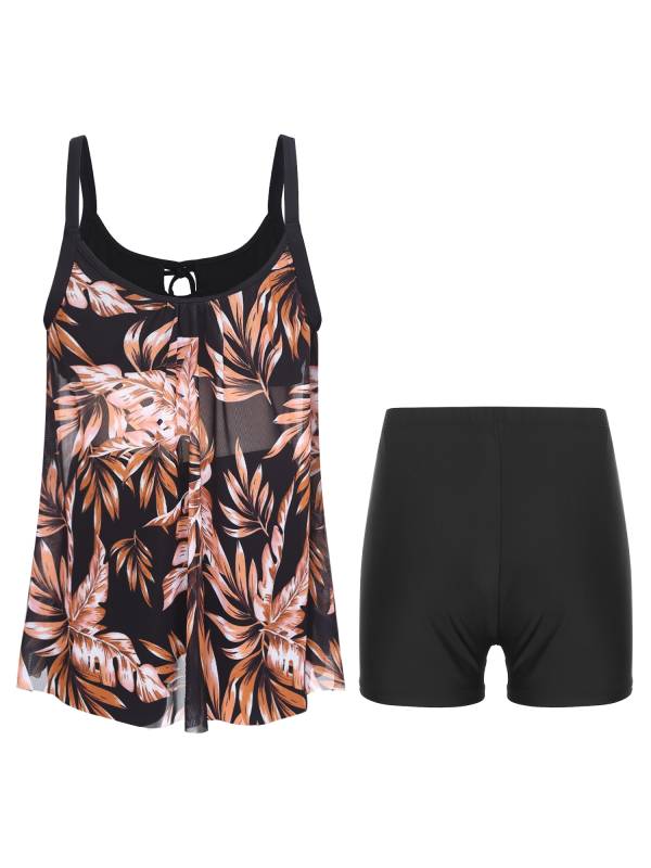 Women Two Pieces Plus Size Swimsuit Swim Tops with Shorts Set thumb