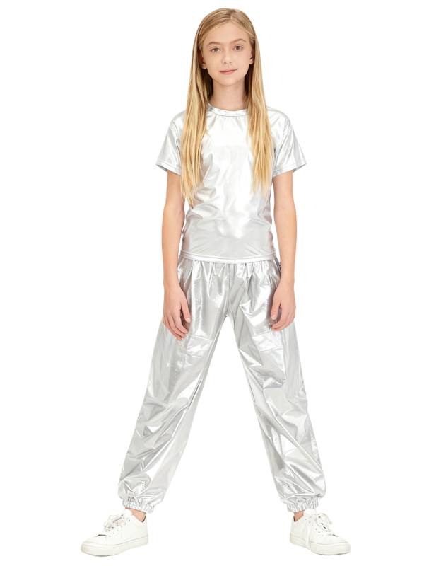 Unisex Kids Hip Hop Dance Outfit 2-Piece Set for Jazz Hip Hop Performance thumb